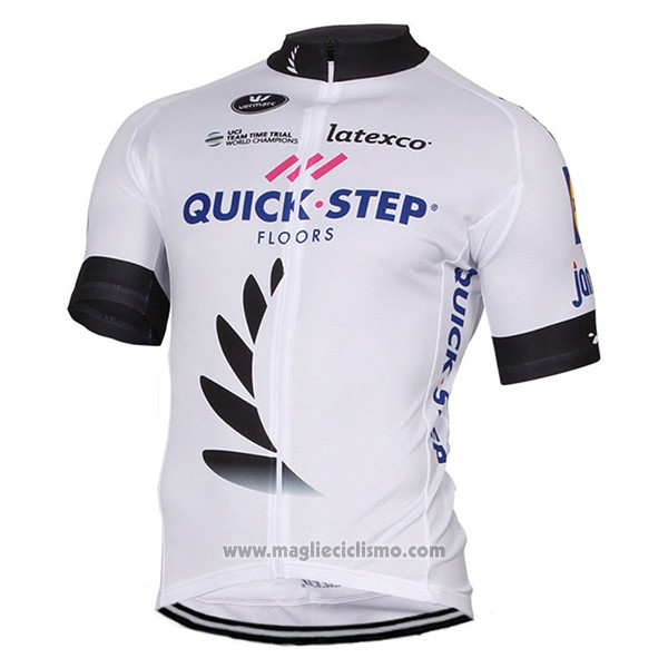 2017 Abbigliamento Ciclismo Quick Step Floors Bianco Manica Corta e Salopette